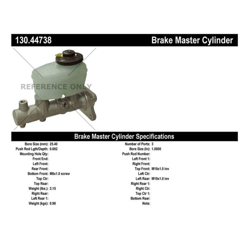 CENTRIC PARTS 130.44738 Centric Premium Brake Master Cylinder