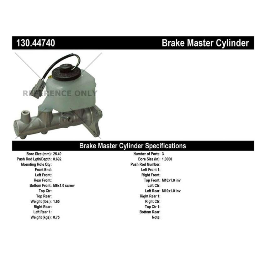 CENTRIC PARTS 130.44740 Centric Premium Brake Master Cylinder
