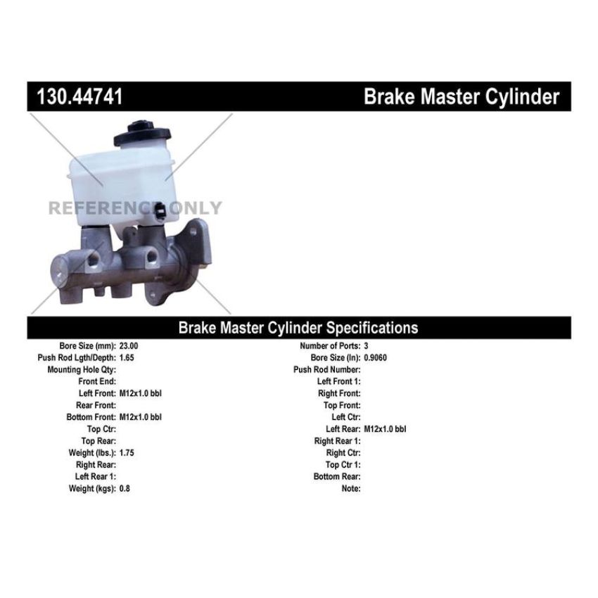 CENTRIC PARTS 130.44741 Centric Premium Brake Master Cylinder