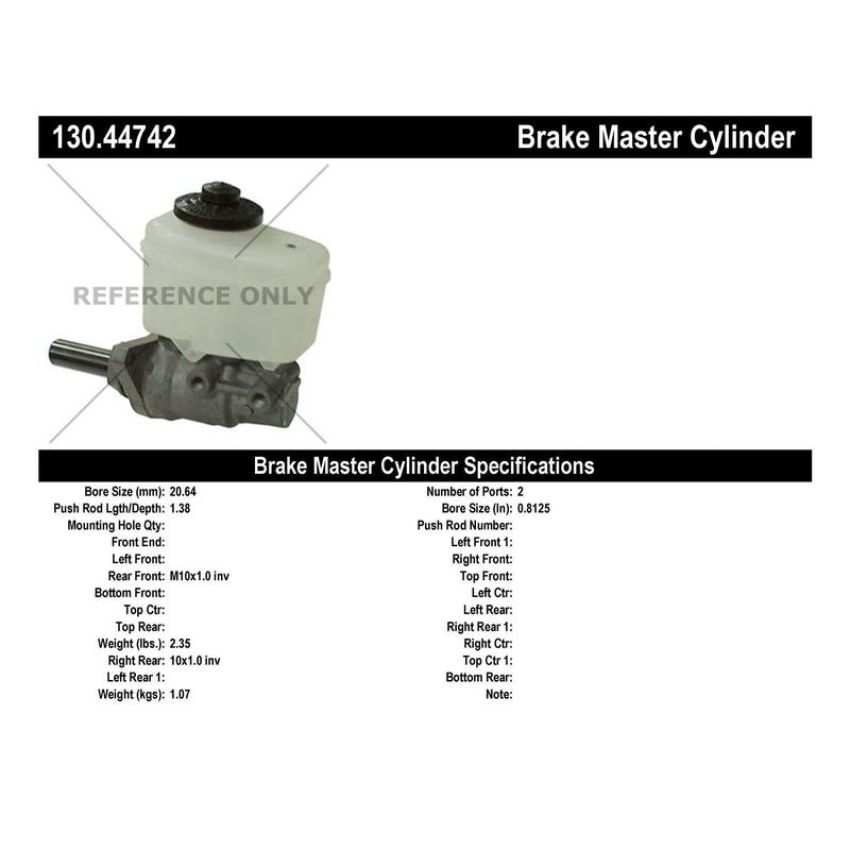 CENTRIC PARTS 130.44742 Centric Premium Brake Master Cylinder