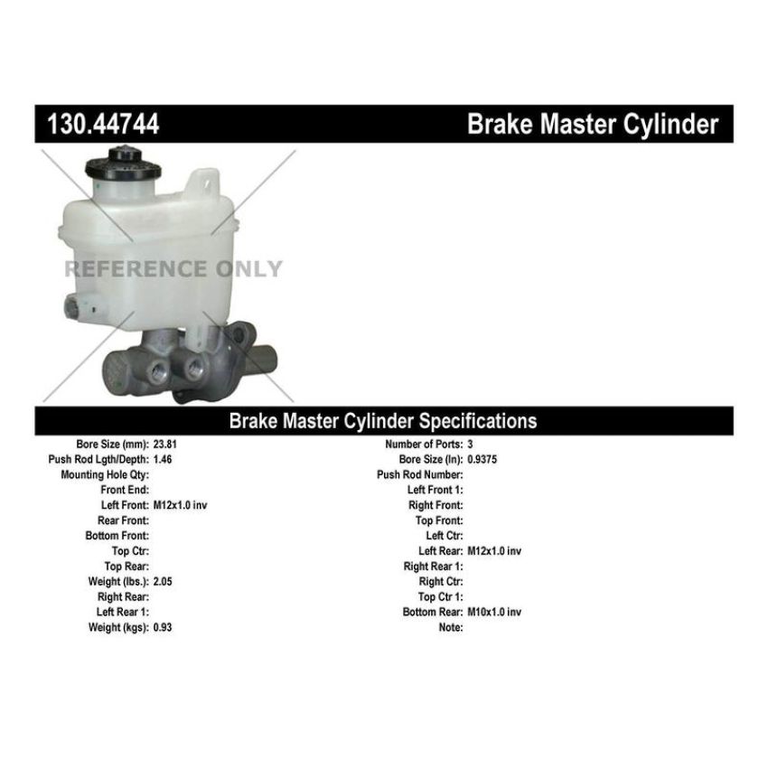 CENTRIC PARTS 130.44744 Centric Premium Brake Master Cylinder