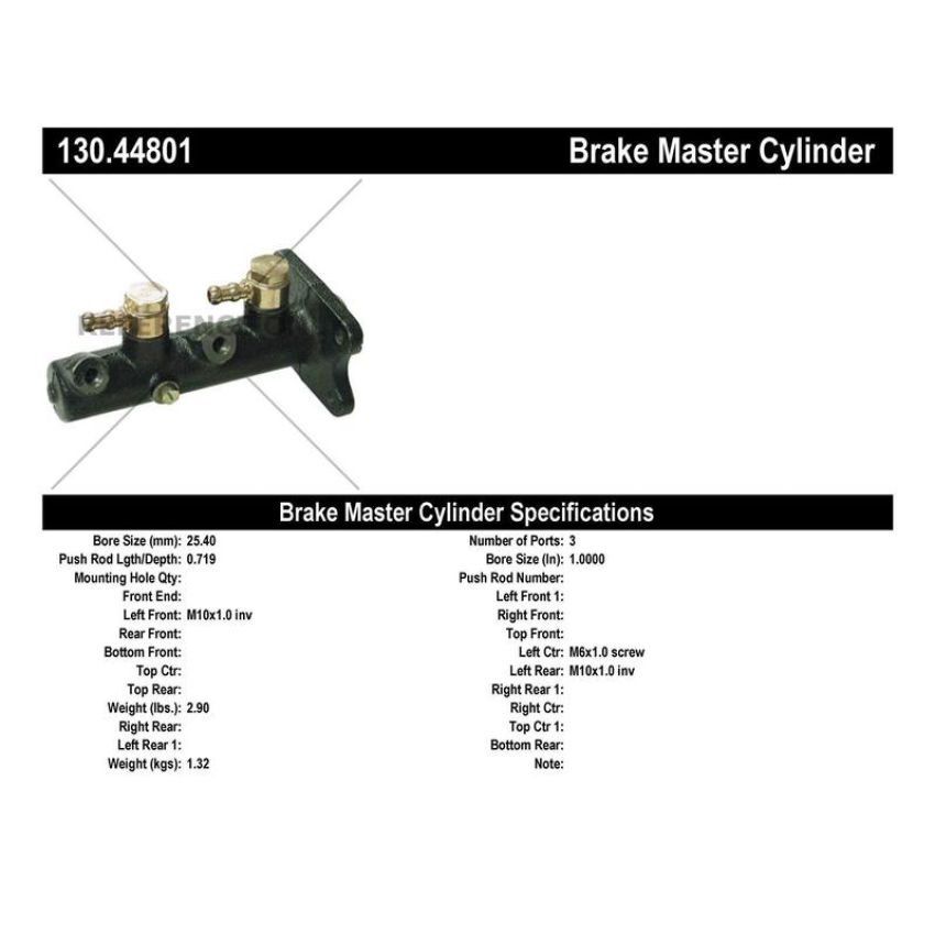 CENTRIC PARTS 130.44801 Centric Premium Brake Master Cylinder