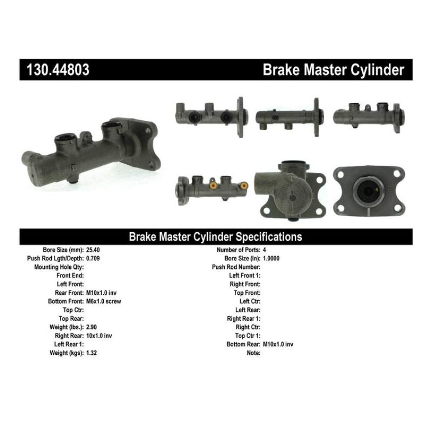 CENTRIC PARTS 130.44803 Centric Premium Brake Master Cylinder