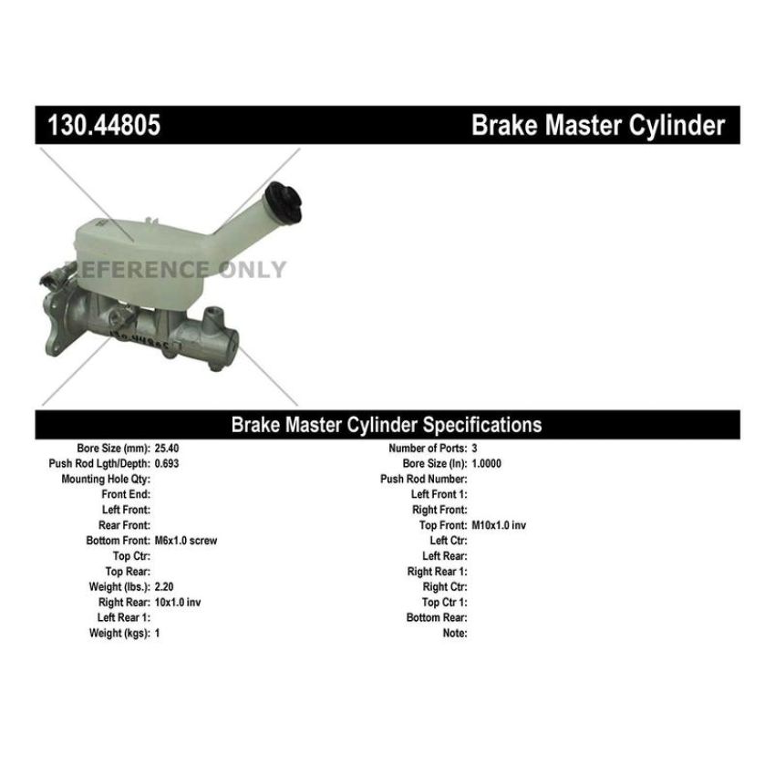CENTRIC PARTS 130.44805 Centric Premium Brake Master Cylinder