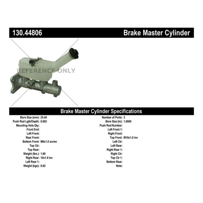 CENTRIC PARTS 130.44806 Centric Premium Brake Master Cylinder