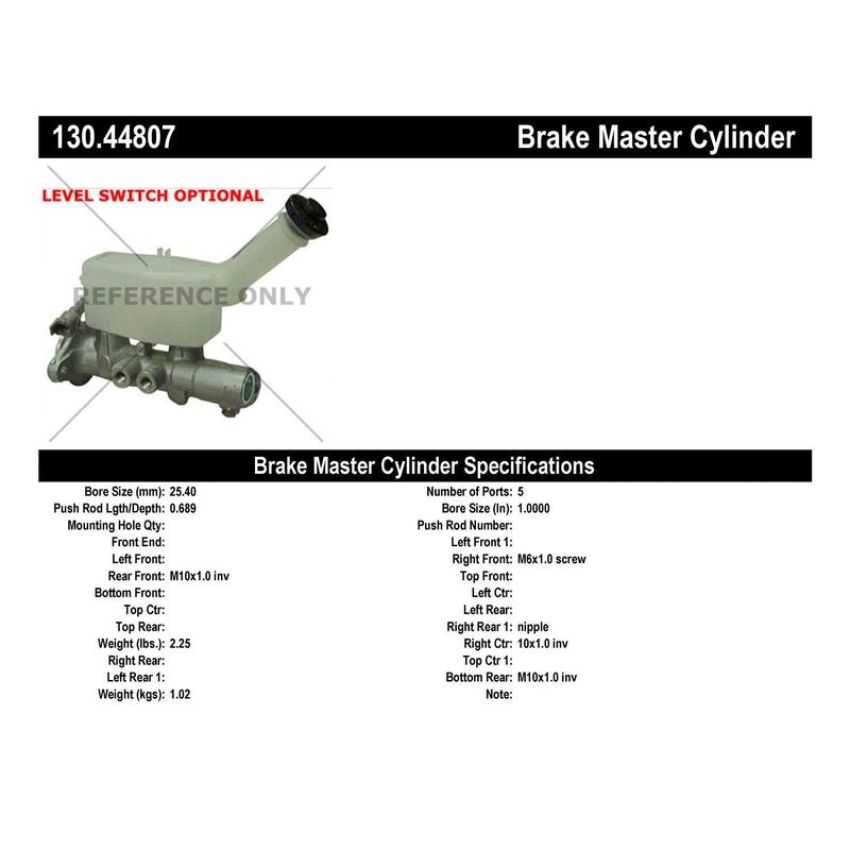 CENTRIC PARTS 130.44807 Centric Premium Brake Master Cylinder