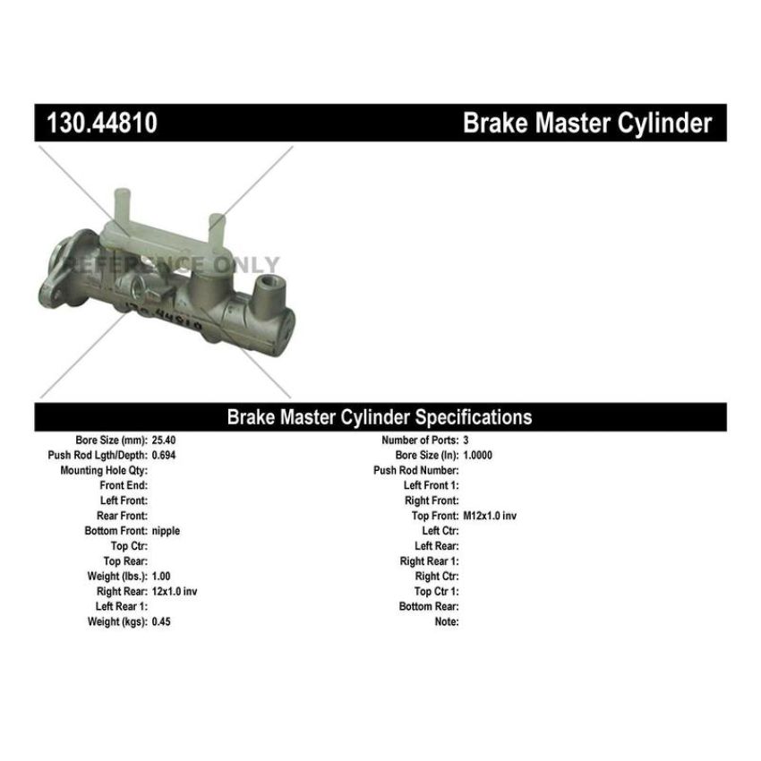 CENTRIC PARTS 130.44810 Centric Premium Brake Master Cylinder