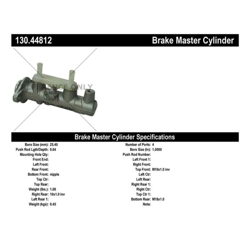 CENTRIC PARTS 130.44812 Centric Premium Brake Master Cylinder