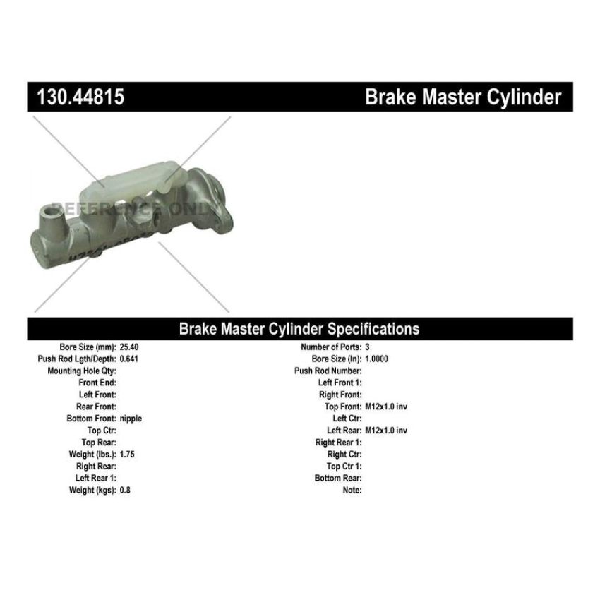 CENTRIC PARTS 130.44815 Centric Premium Brake Master Cylinder