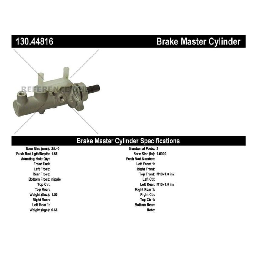 CENTRIC PARTS 130.44816 Centric Premium Brake Master Cylinder