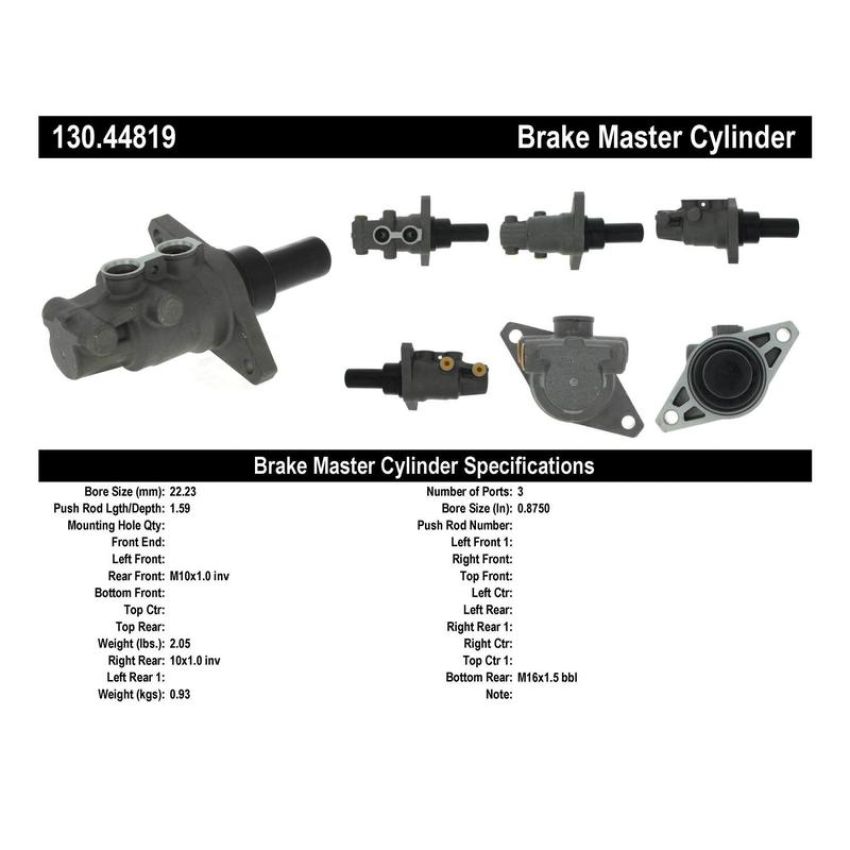 CENTRIC PARTS 130.44819 Centric Premium Brake Master Cylinder