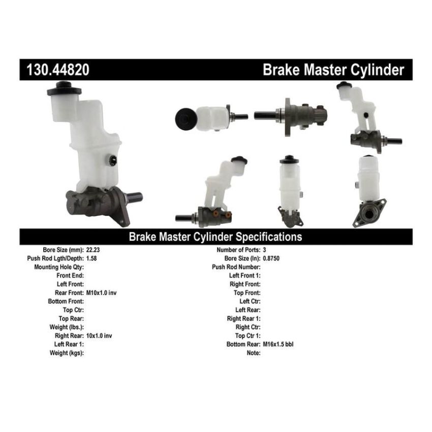 CENTRIC PARTS 130.44820 Centric Premium Brake Master Cylinder