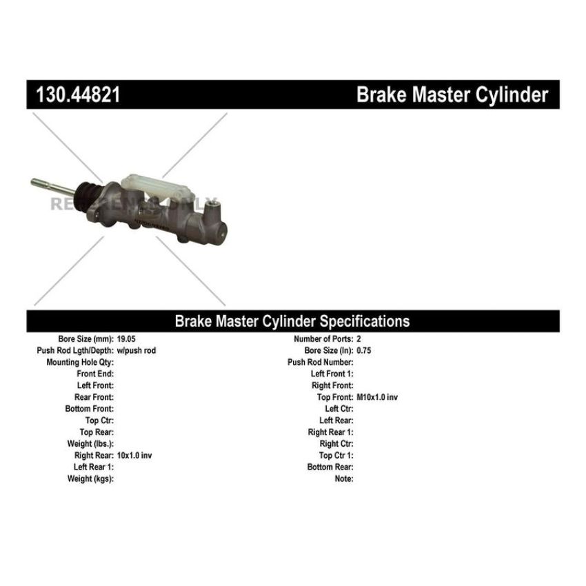 CENTRIC PARTS 130.44821 Centric Premium Brake Master Cylinder