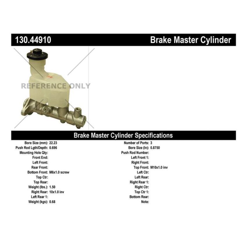 CENTRIC PARTS 130.44910 Centric Premium Brake Master Cylinder