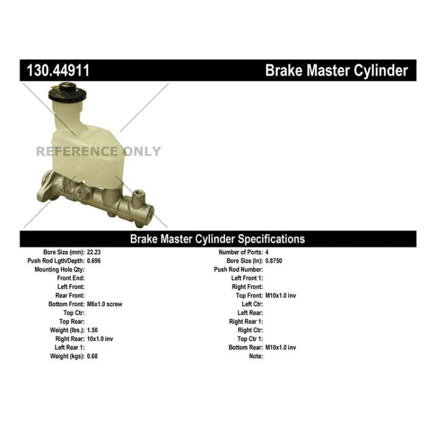 CENTRIC PARTS 130.44911 Centric Premium Brake Master Cylinder