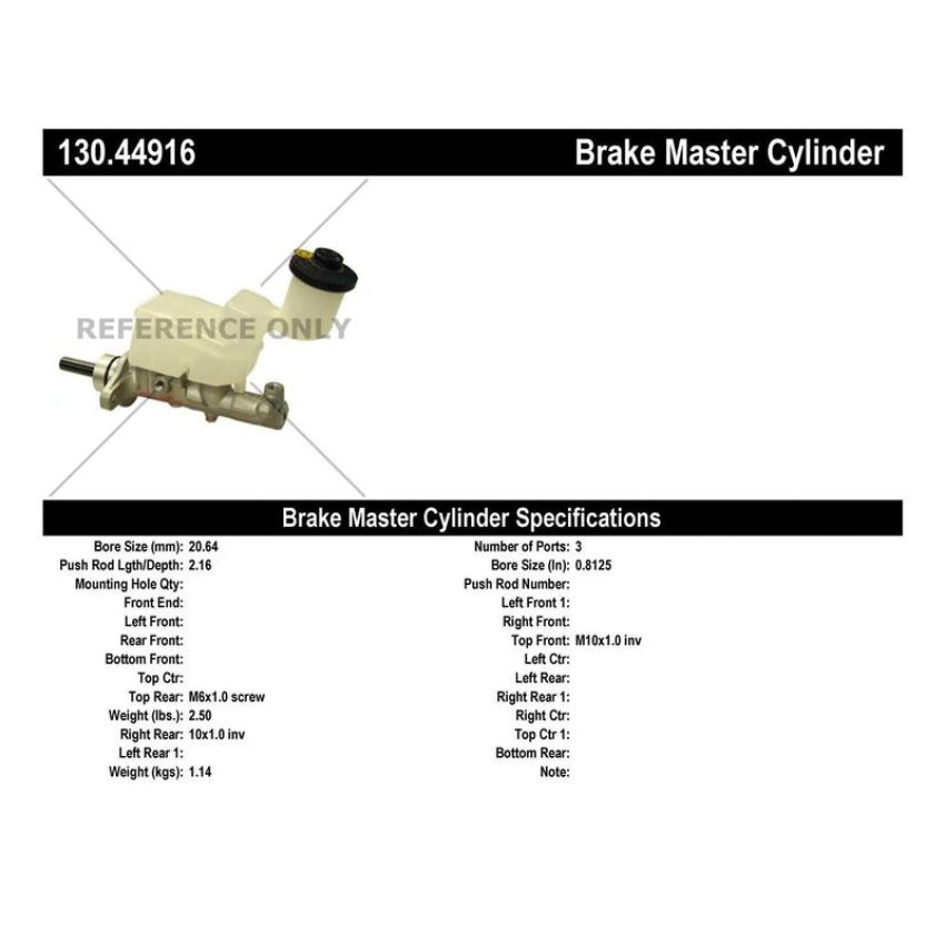 CENTRIC PARTS 130.44916 Centric Premium Brake Master Cylinder