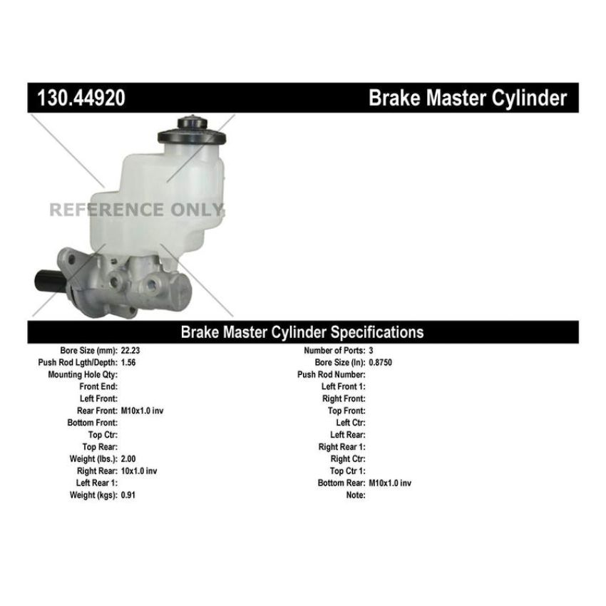 CENTRIC PARTS 130.44920 Centric Premium Brake Master Cylinder