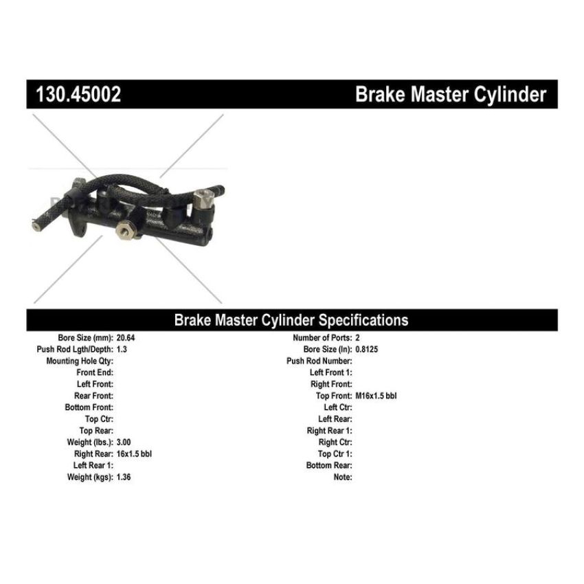 CENTRIC PARTS 130.45002 Centric Premium Brake Master Cylinder