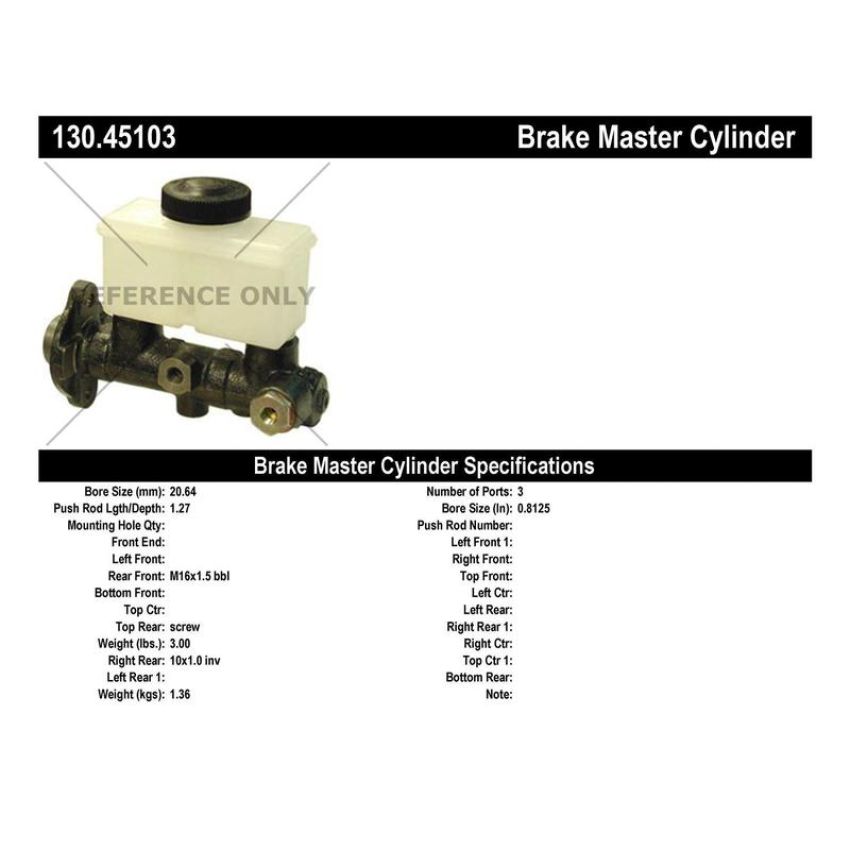 CENTRIC PARTS 130.45103 Centric Premium Brake Master Cylinder