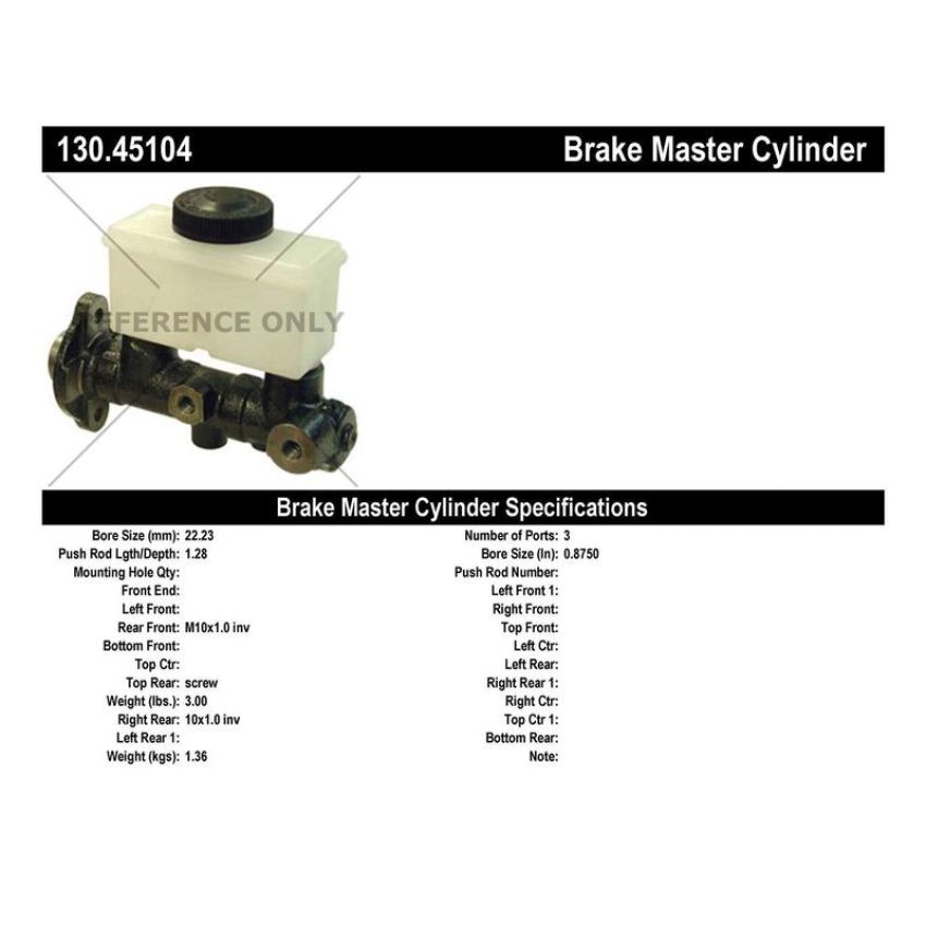 CENTRIC PARTS 130.45104 Centric Premium Brake Master Cylinder
