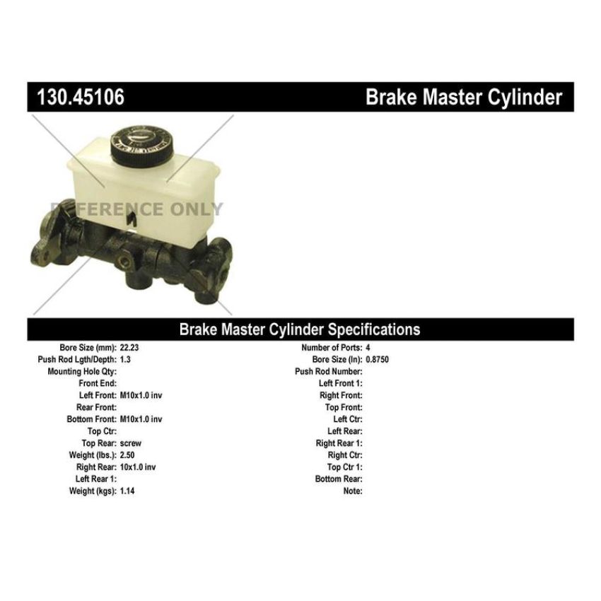 CENTRIC PARTS 130.45106 Centric Premium Brake Master Cylinder