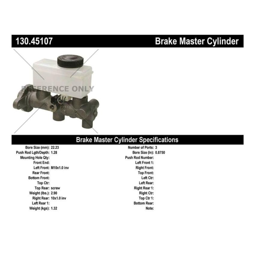 CENTRIC PARTS 130.45107 Centric Premium Brake Master Cylinder