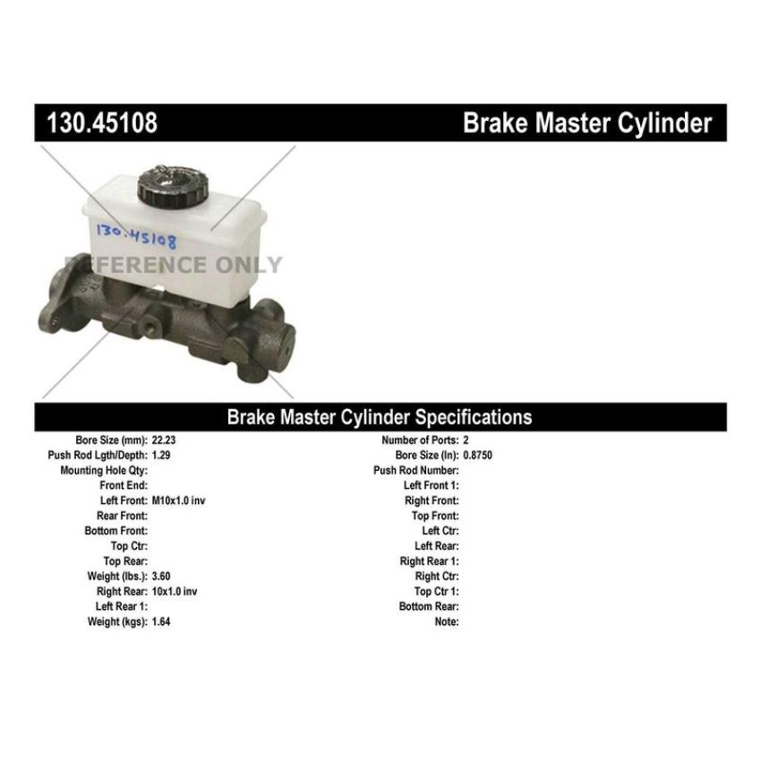 CENTRIC PARTS 130.45108 Centric Premium Brake Master Cylinder