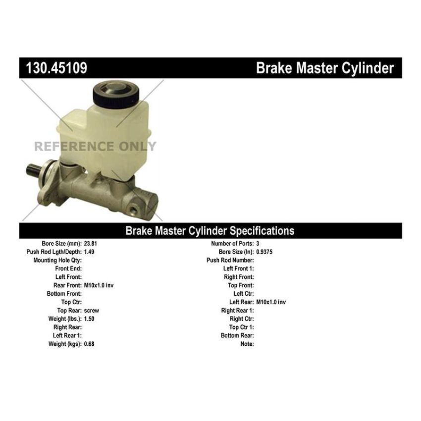 CENTRIC PARTS 130.45109 Centric Premium Brake Master Cylinder