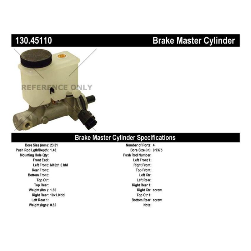 CENTRIC PARTS 130.45110 Centric Premium Brake Master Cylinder