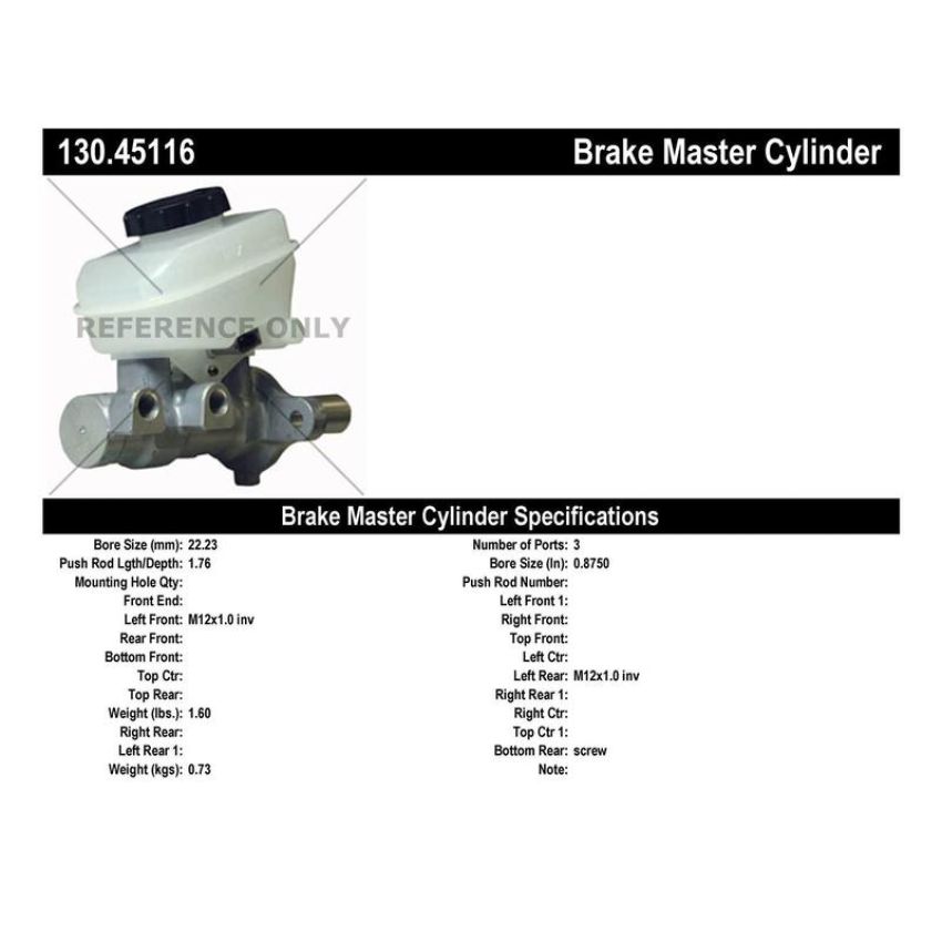 CENTRIC PARTS 130.45116 Centric Premium Brake Master Cylinder