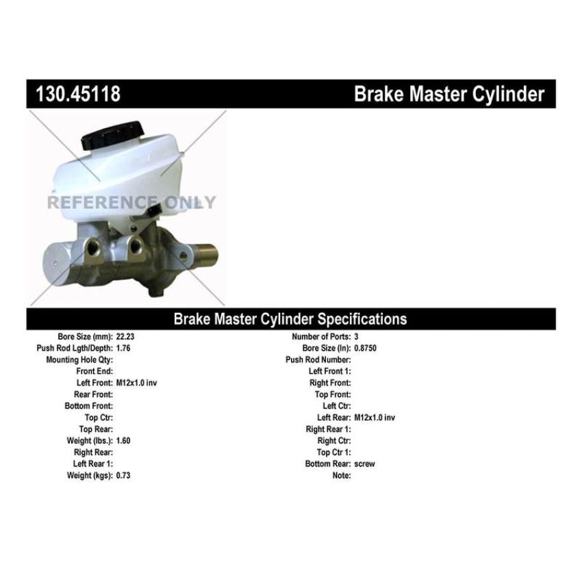 CENTRIC PARTS 130.45118 Centric Premium Brake Master Cylinder