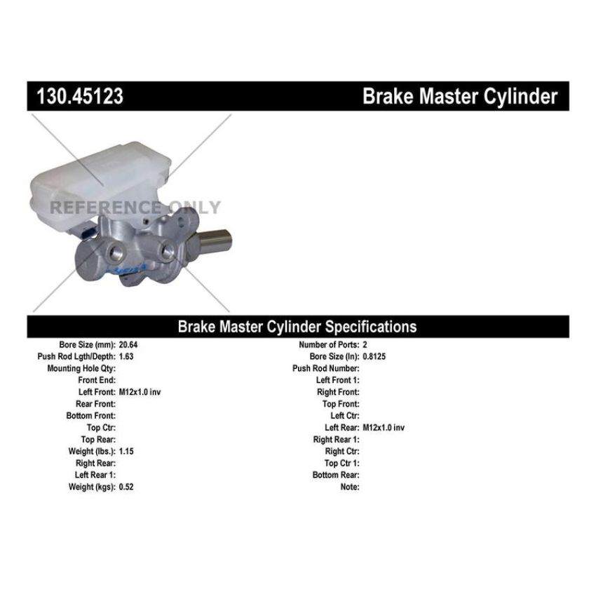 CENTRIC PARTS 130.45123 Centric Premium Brake Master Cylinder