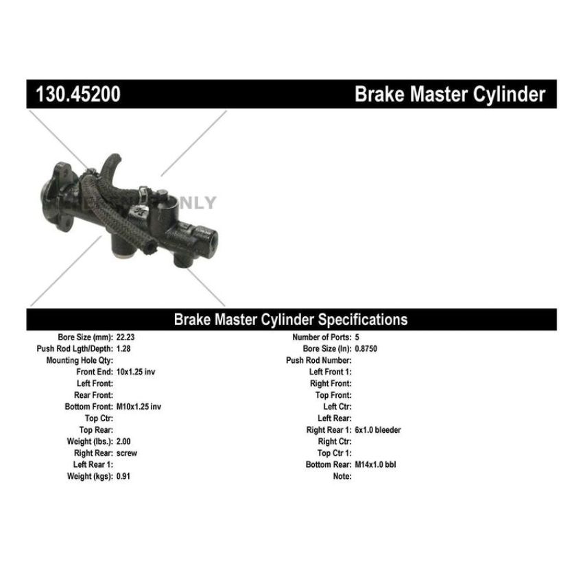 CENTRIC PARTS 130.45200 Centric Premium Brake Master Cylinder