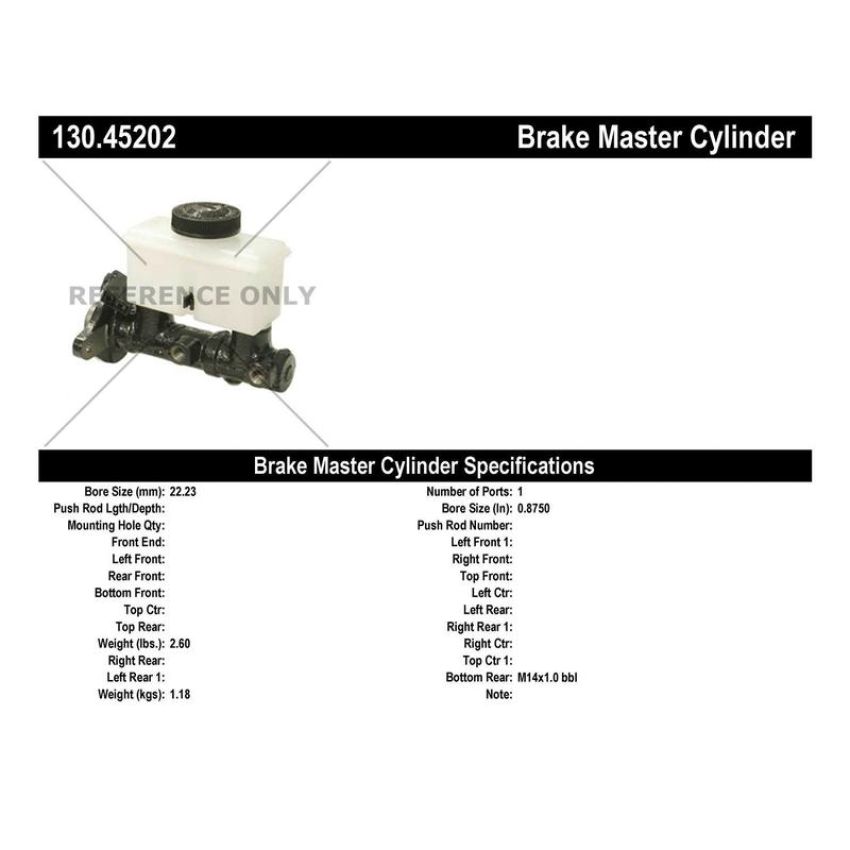 CENTRIC PARTS 130.45202 Centric Premium Brake Master Cylinder