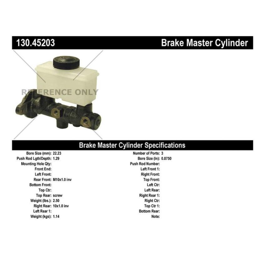 CENTRIC PARTS 130.45203 Centric Premium Brake Master Cylinder