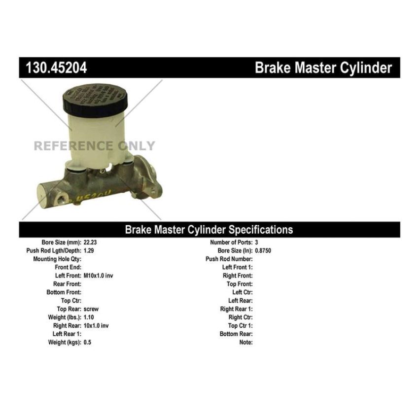 CENTRIC PARTS 130.45204 Centric Premium Brake Master Cylinder