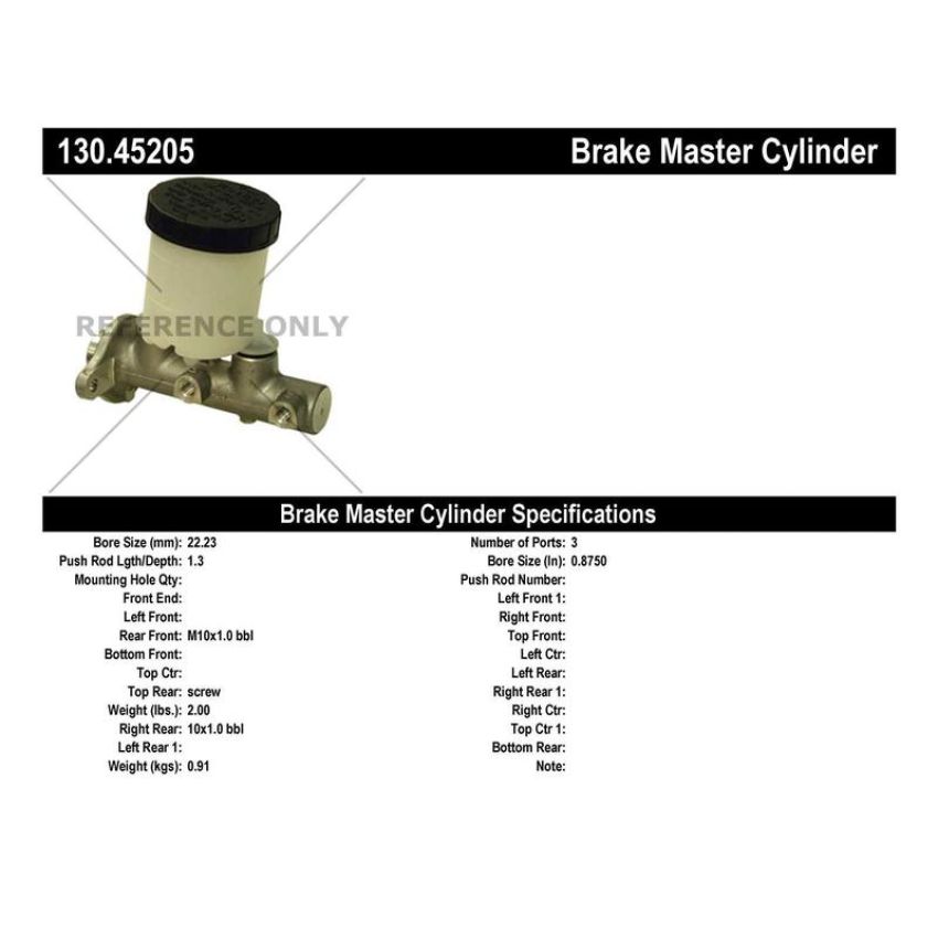 CENTRIC PARTS 130.45205 Centric Premium Brake Master Cylinder