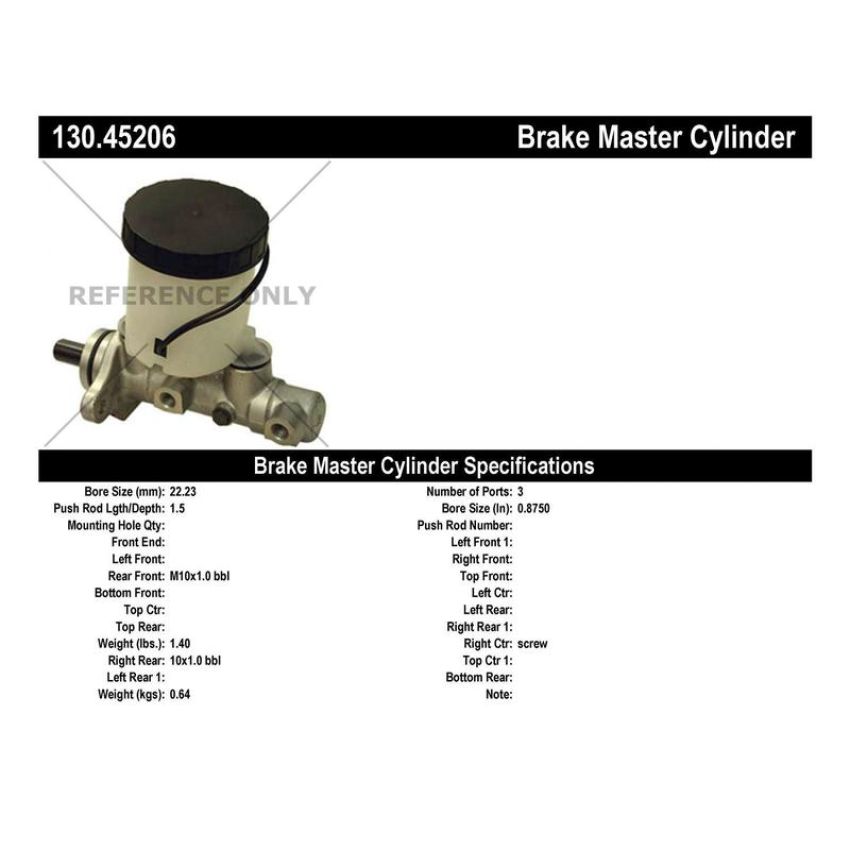 CENTRIC PARTS 130.45206 Centric Premium Brake Master Cylinder