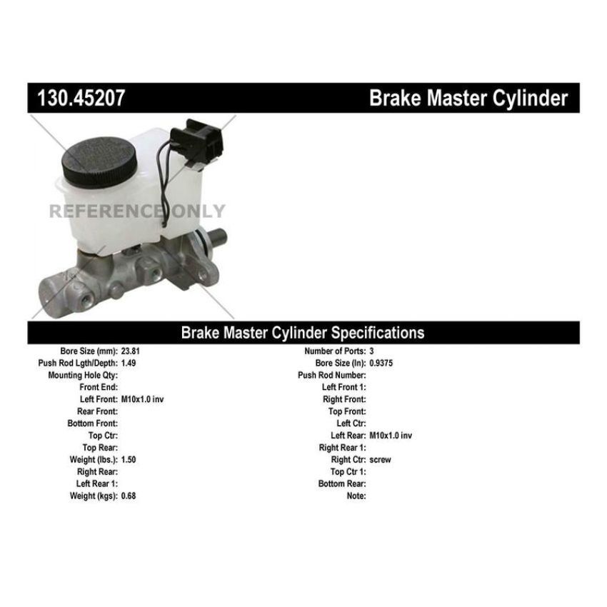 CENTRIC PARTS 130.45207 Centric Premium Brake Master Cylinder