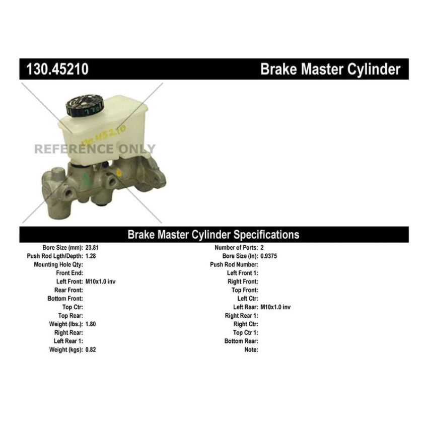 CENTRIC PARTS 130.45210 Centric Premium Brake Master Cylinder