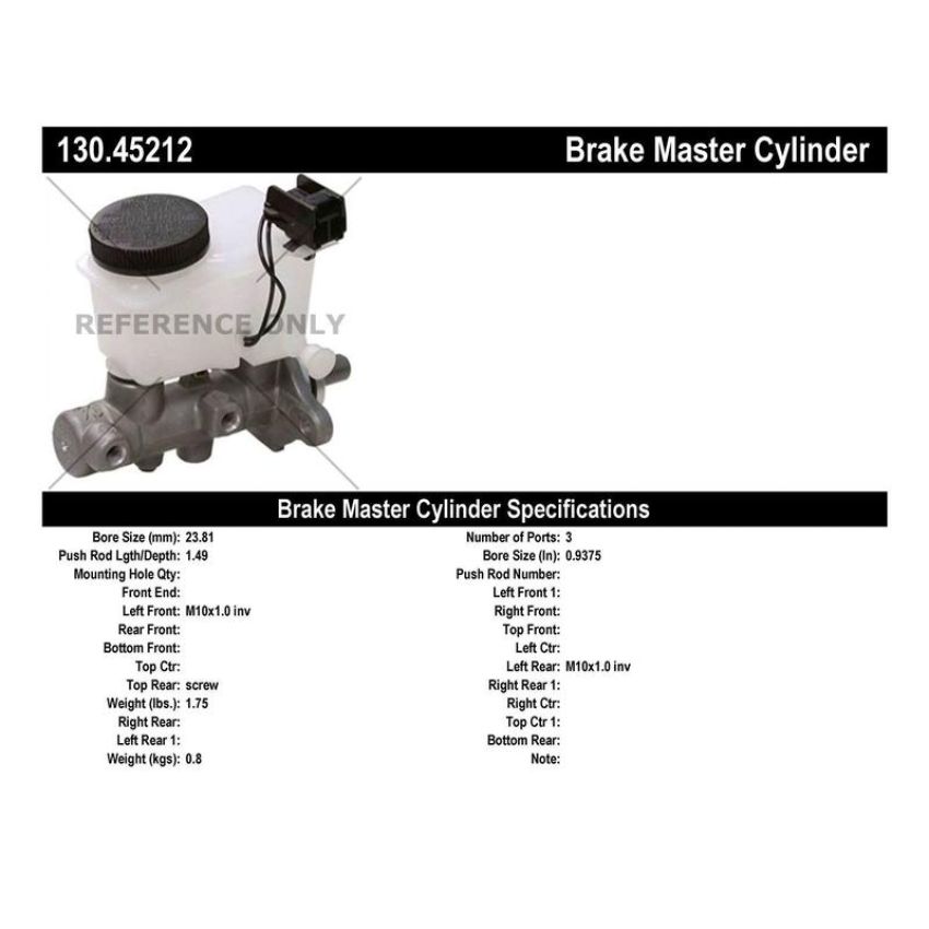 CENTRIC PARTS 130.45212 Centric Premium Brake Master Cylinder