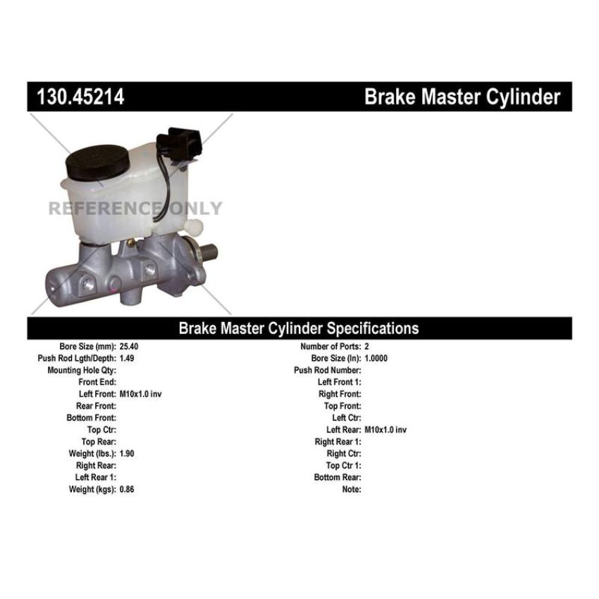 CENTRIC PARTS 130.45214 Centric Premium Brake Master Cylinder