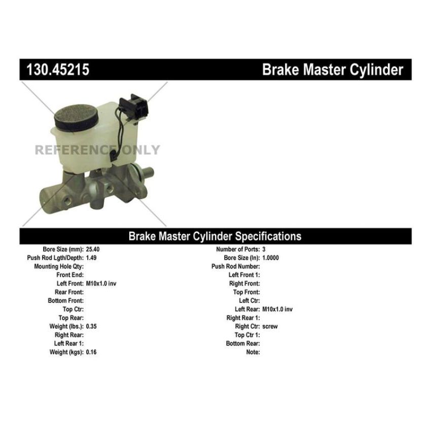 CENTRIC PARTS 130.45215 Centric Premium Brake Master Cylinder