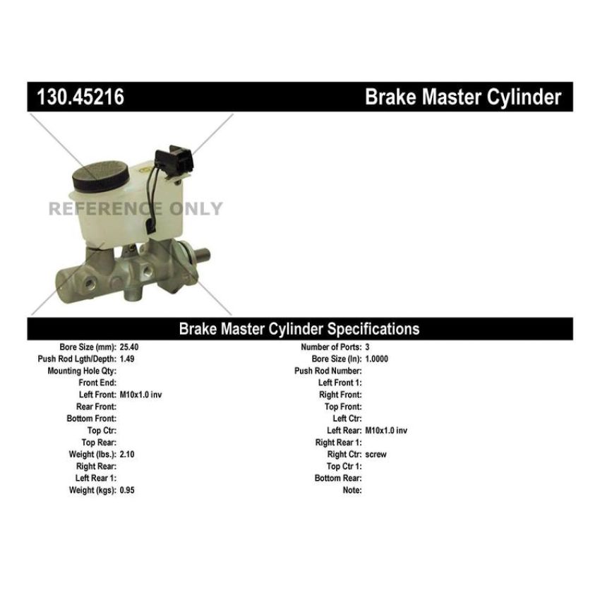 CENTRIC PARTS 130.45216 Centric Premium Brake Master Cylinder