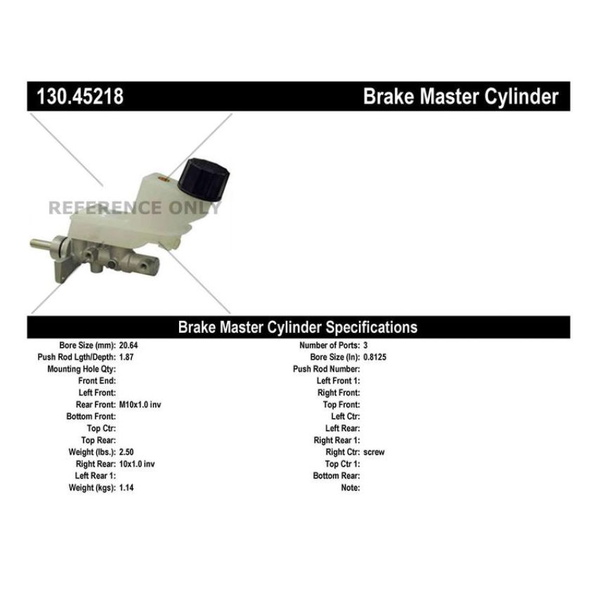 CENTRIC PARTS 130.45218 Centric Premium Brake Master Cylinder