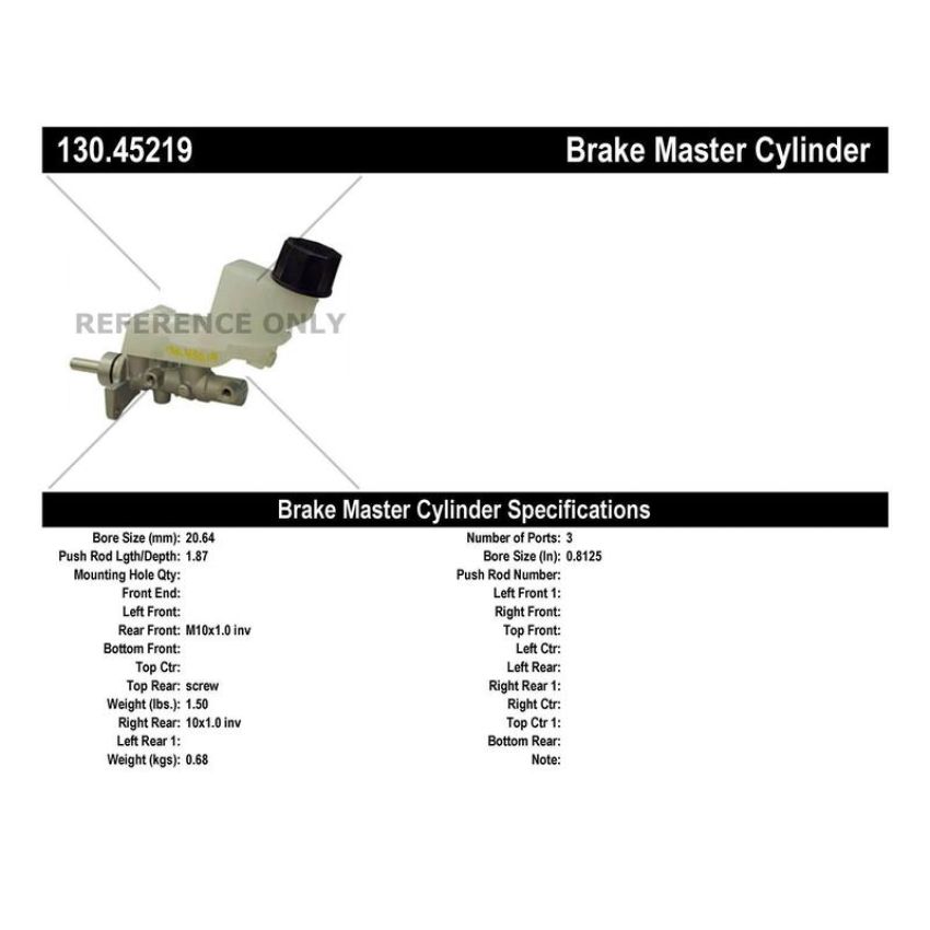 CENTRIC PARTS 130.45219 Centric Premium Brake Master Cylinder
