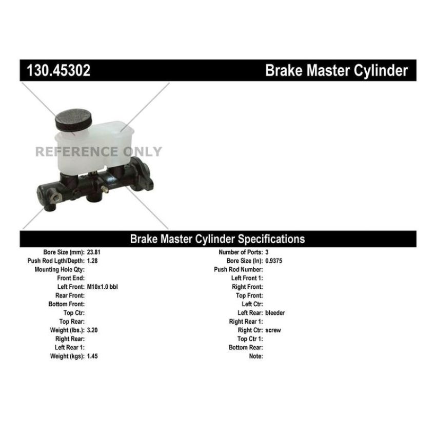 CENTRIC PARTS 130.45302 Centric Premium Brake Master Cylinder