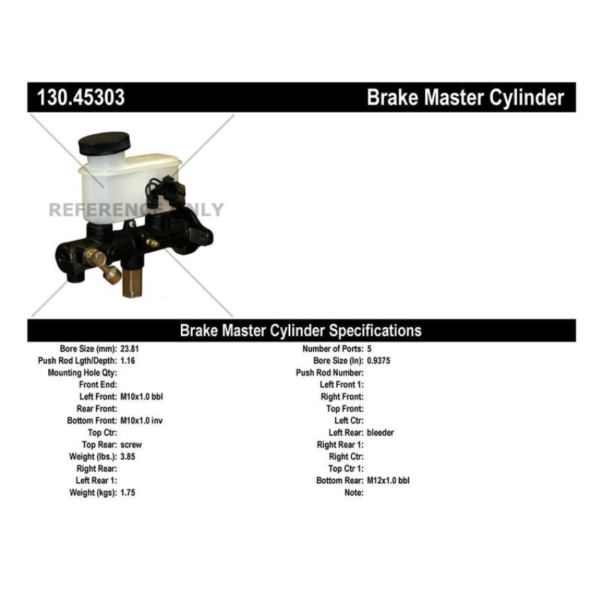 CENTRIC PARTS 130.45303 Centric Premium Brake Master Cylinder