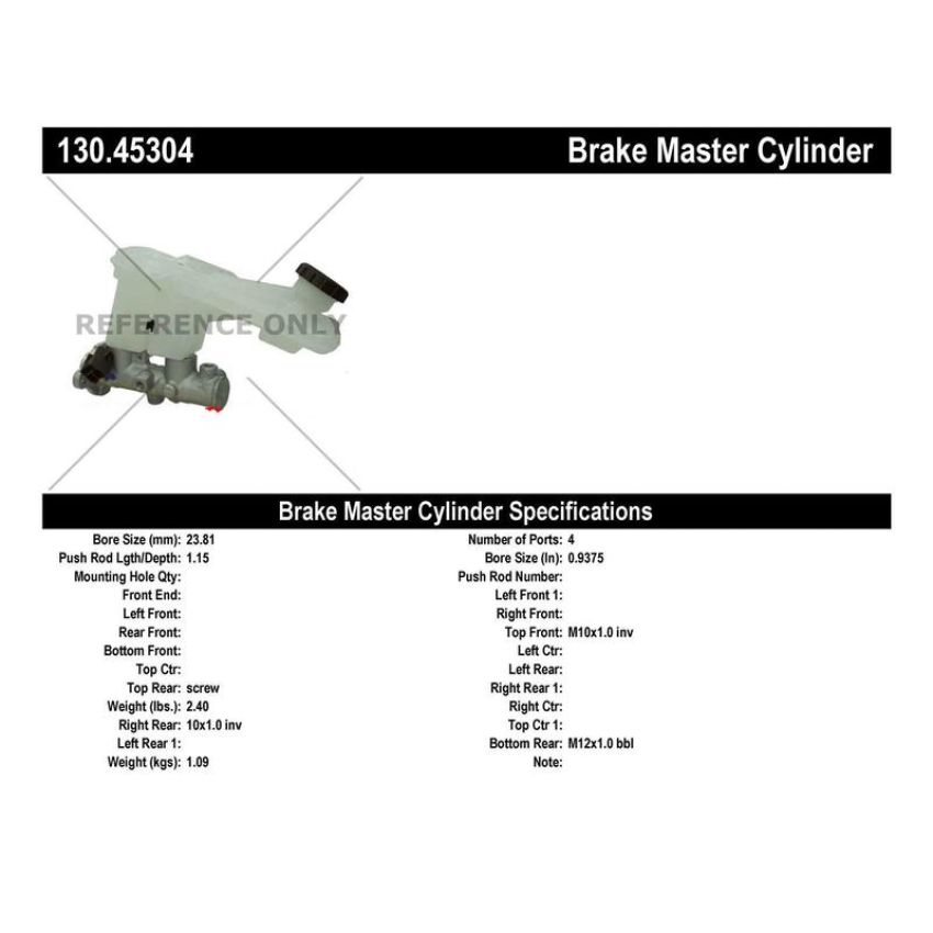 CENTRIC PARTS 130.45304 Centric Premium Brake Master Cylinder
