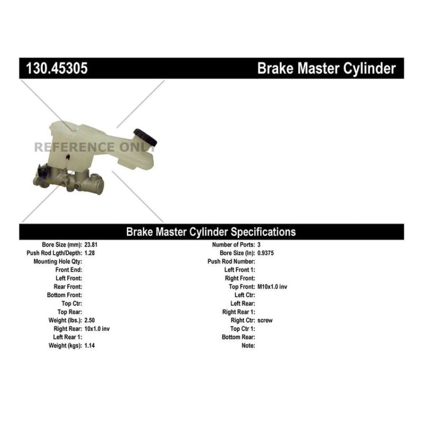 CENTRIC PARTS 130.45305 Centric Premium Brake Master Cylinder